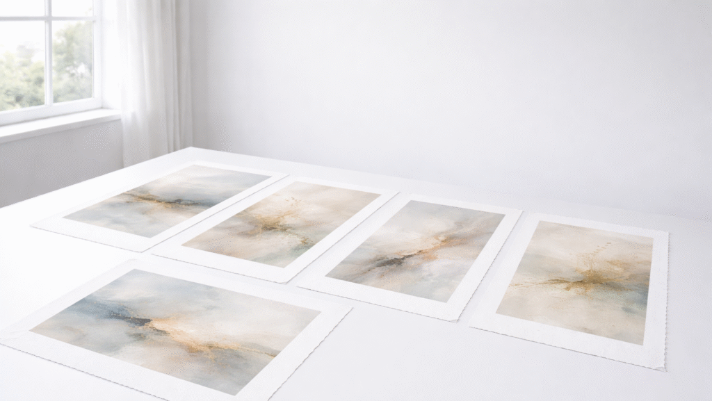 Studio prints laid on table_5