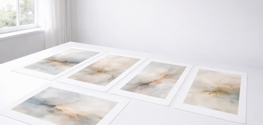 Studio prints laid on table_5